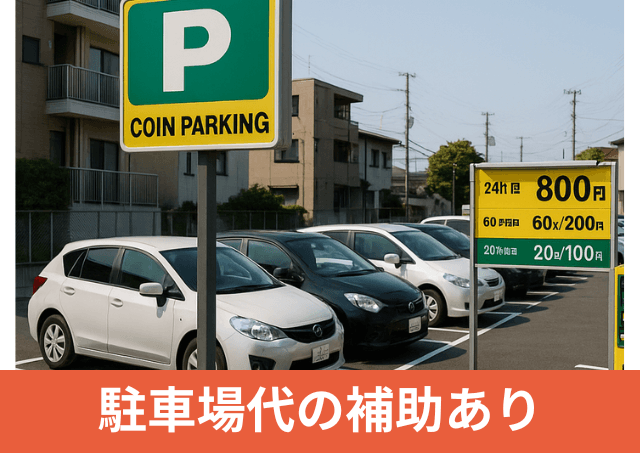 Point5 【駐車場代金の補助】 車でも通える!