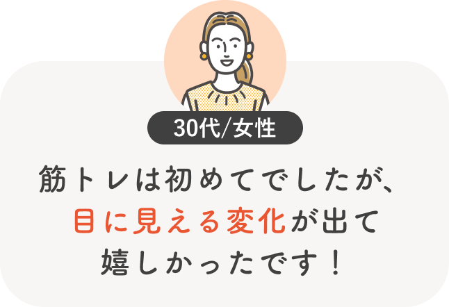 筋トレは初めてでしたが、目に見える変化が出て嬉しかったです!